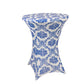 Royal Blue Damask Cocktail Spandex Table Cover, 30" Round Highboy Stretch Fitted Tablecloth