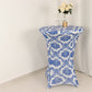 Royal Blue Damask Cocktail Spandex Table Cover, 30" Round Highboy Stretch Fitted Tablecloth