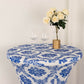 Royal Blue Damask Cocktail Spandex Table Cover, 30" Round Highboy Stretch Fitted Tablecloth
