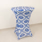 Royal Blue Damask Cocktail Spandex Table Cover, 30" Round Highboy Stretch Fitted Tablecloth