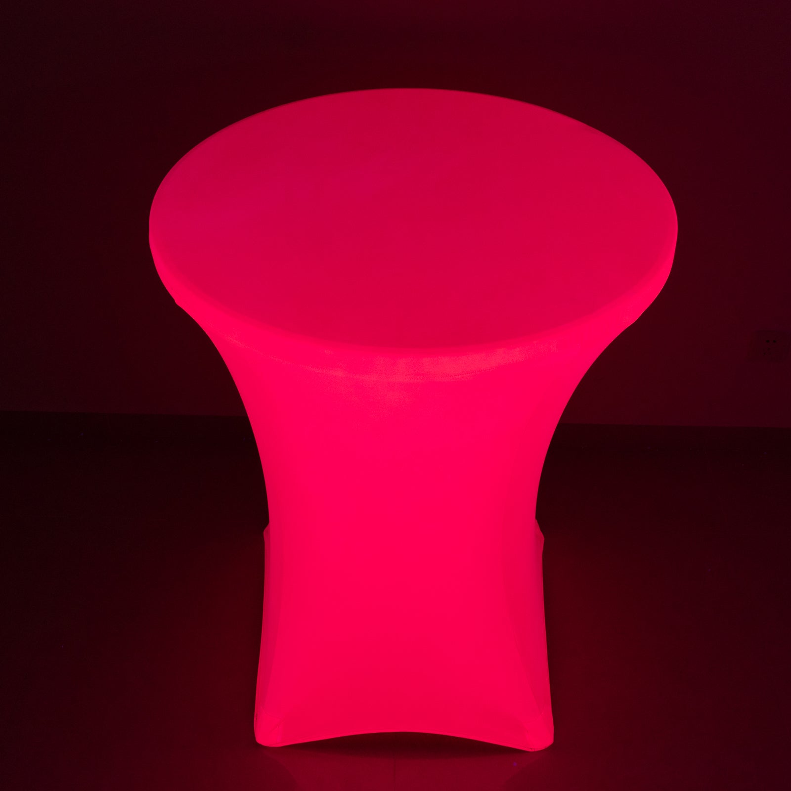 Glow neon fuchsia cocktail tablecloth for 30" round tables, wrinkle-free design.