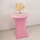 Pink fitted stretch tablecloth for 30" high top table.