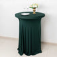 Hunter emerald green cocktail table cover with natural wavy drapes.