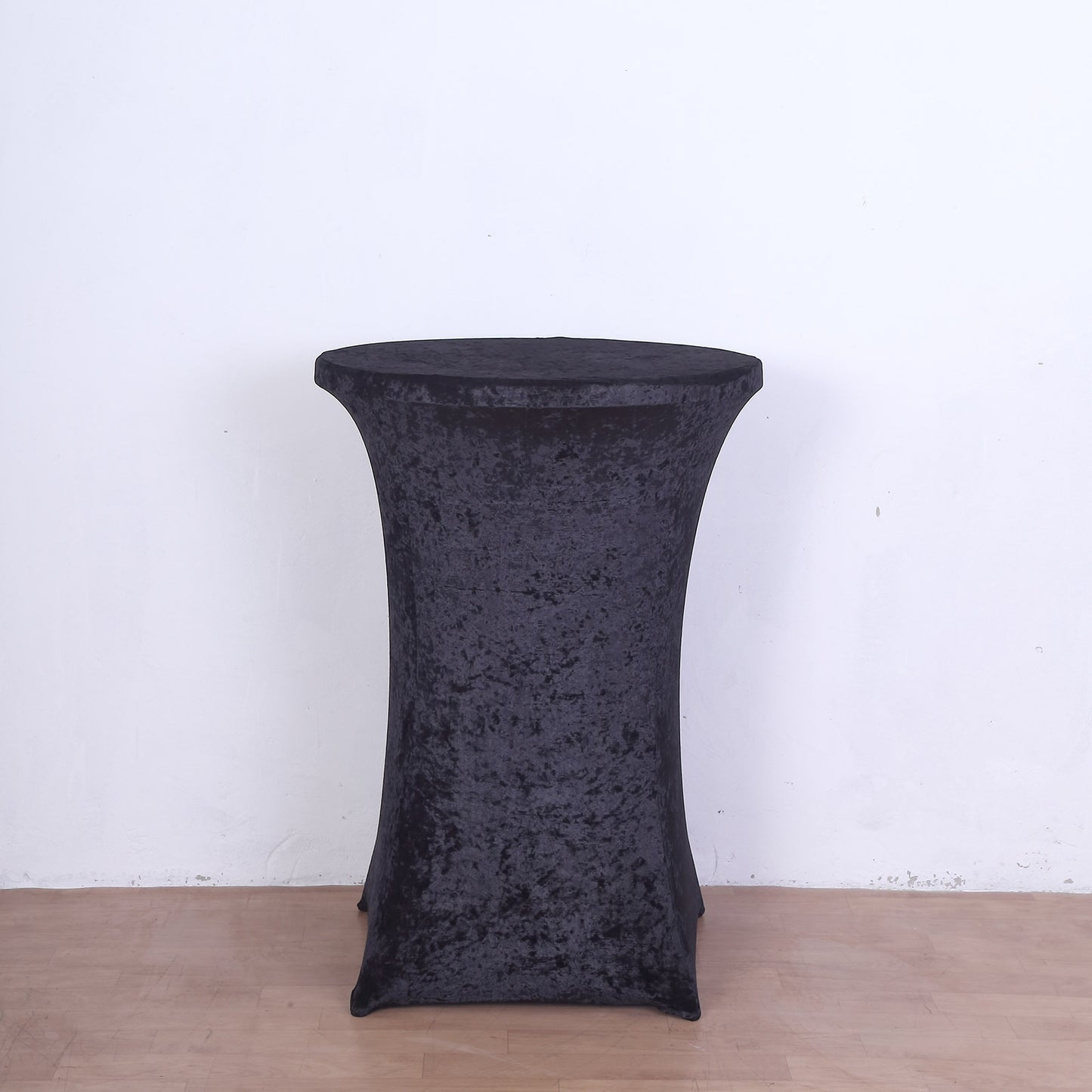 Crushed Velvet Spandex 30" Round Cocktail Table Cover Black Smooth Highboy Tablecloth