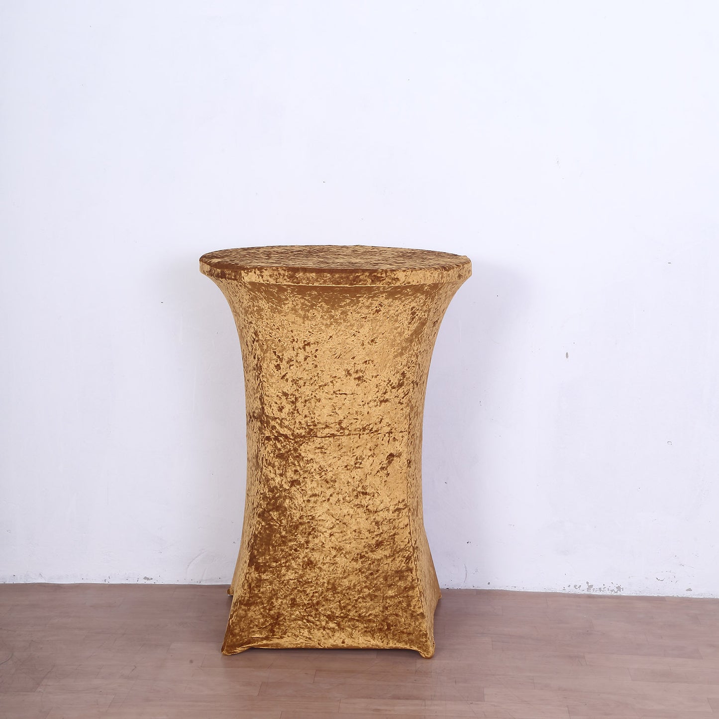 Crushed Velvet Spandex 30" Round Cocktail Table Cover Gold Smooth Highboy Tablecloth