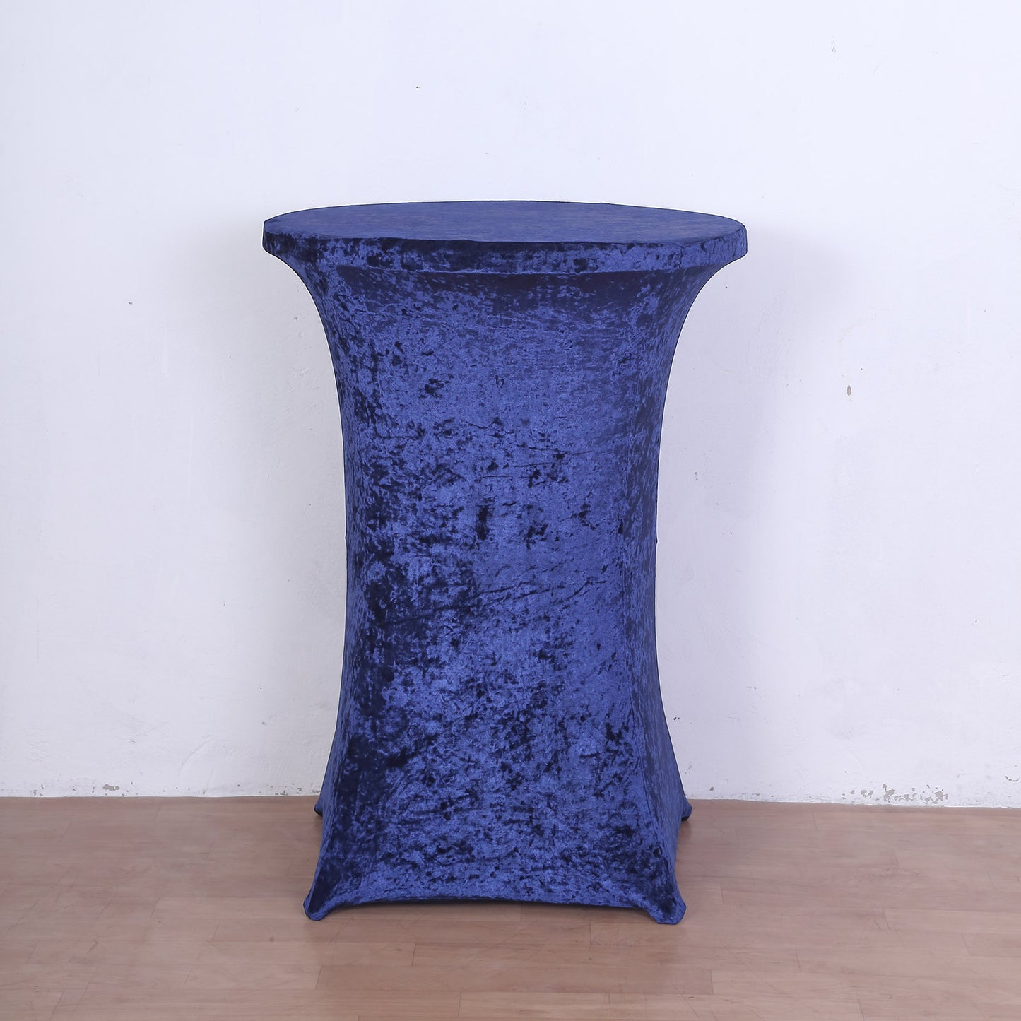 Crushed Velvet Spandex 30" Round Cocktail Table Cover Navy Blue Smooth Highboy Tablecloth