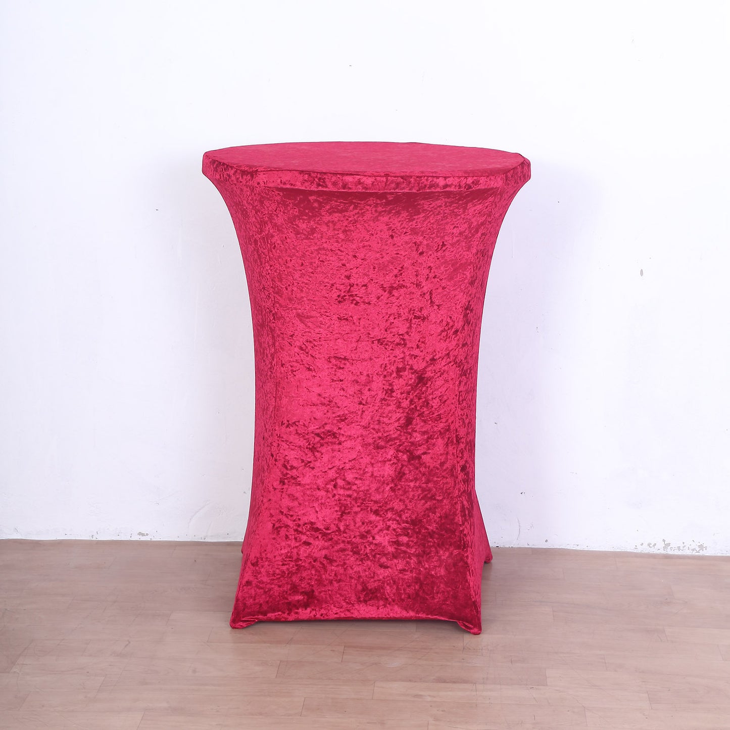Crushed Velvet Spandex 30" Round Cocktail Table Cover Red Smooth Highboy Tablecloth