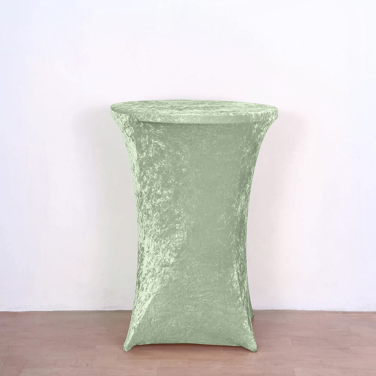 Crushed Velvet Spandex 30" Round Cocktail Table Cover Sage Green Smooth Highboy Tablecloth