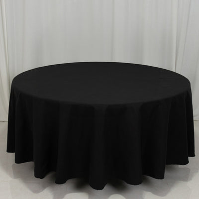 Beautiful Black Cotton Blend Round Tablecloth - 108"