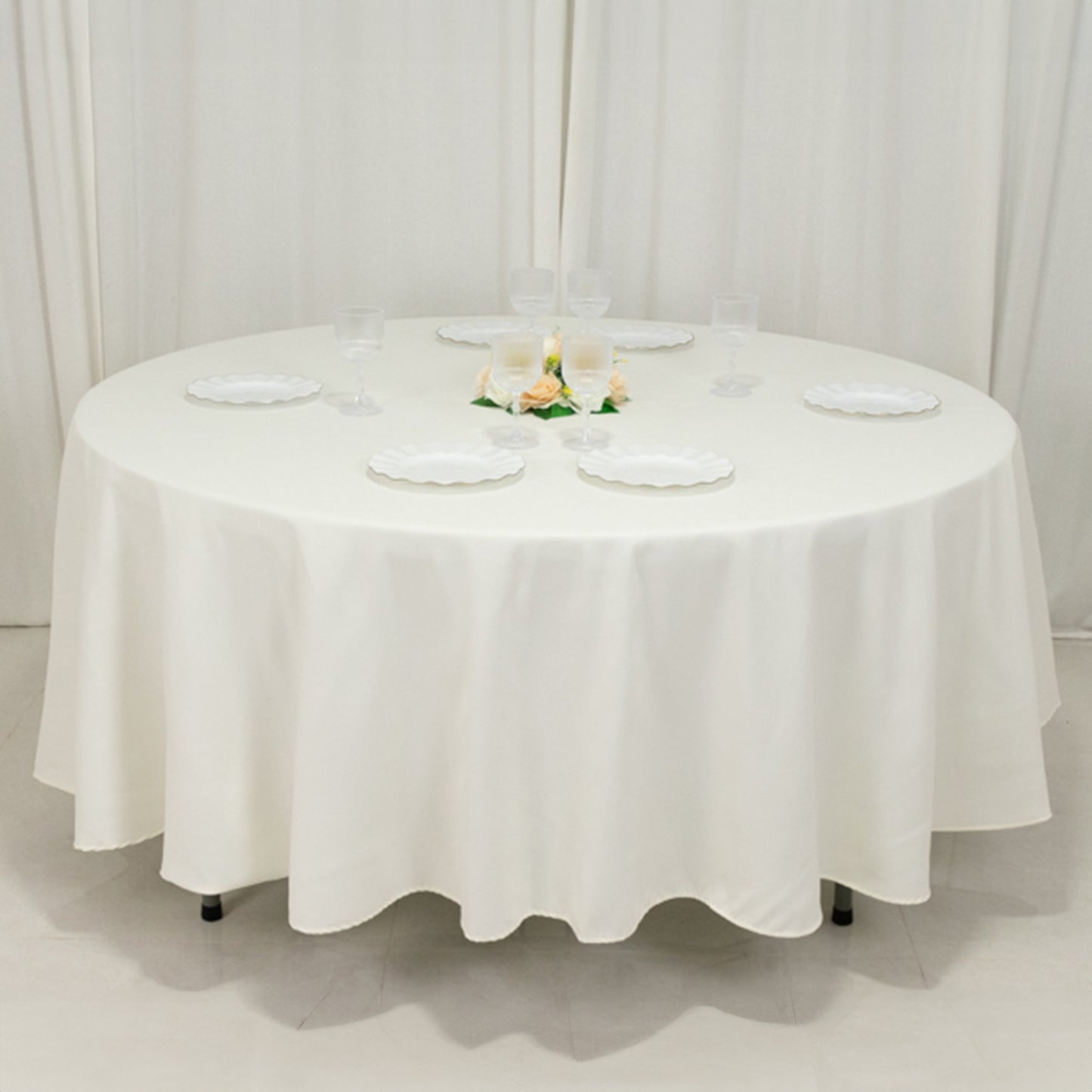 108" Ivory Cotton Blend Round Tablecloth