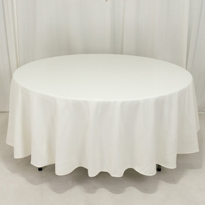 Beautiful Ivory Cotton Blend Round Tablecloth - 108"