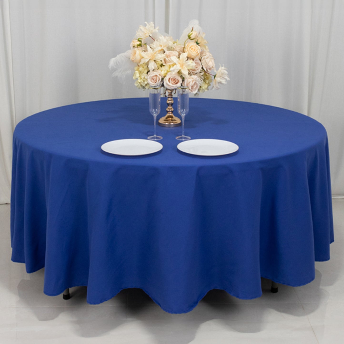 108" Royal Blue Cotton Blend Round Tablecloth