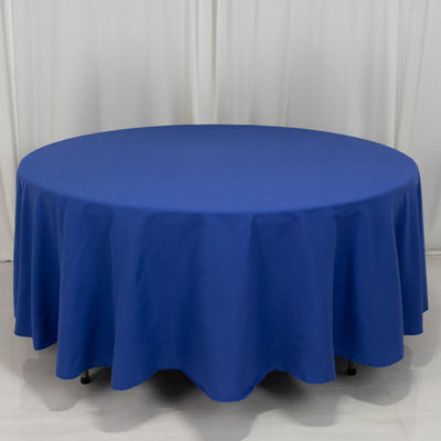 Beautiful Royal Blue Cotton Blend Round Tablecloth - 108"