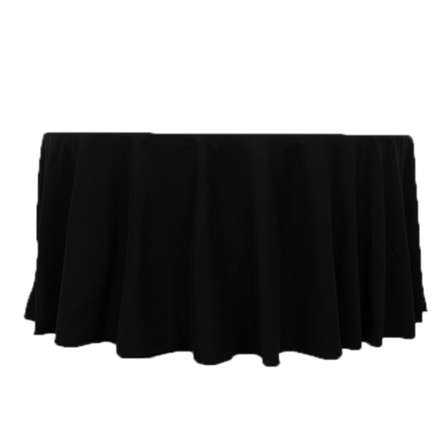 120" Black Cotton Blend Round Tablecloth Seamless for 5 Foot Table With Floor-Length Drop