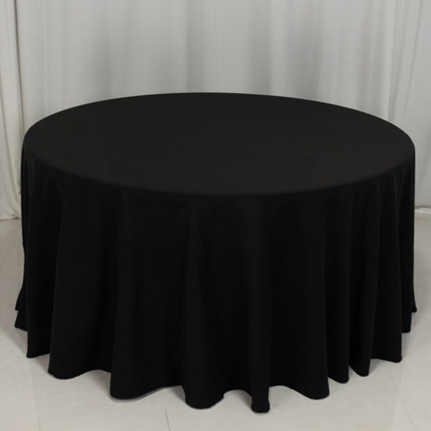 120" Black Cotton Blend Round Tablecloth Seamless for 5 Foot Table With Floor-Length Drop