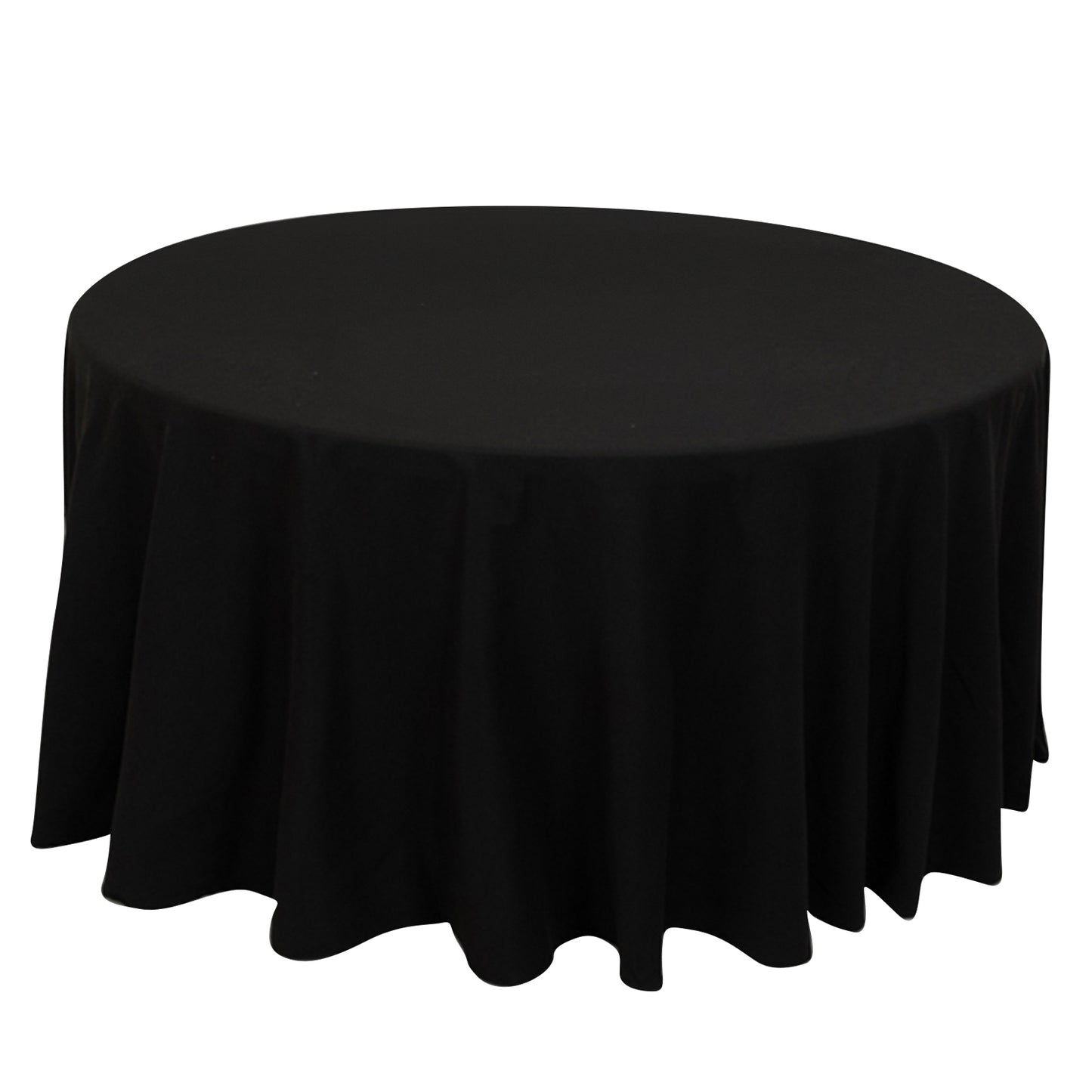 120" Black Cotton Blend Round Tablecloth Seamless for 5 Foot Table With Floor-Length Drop