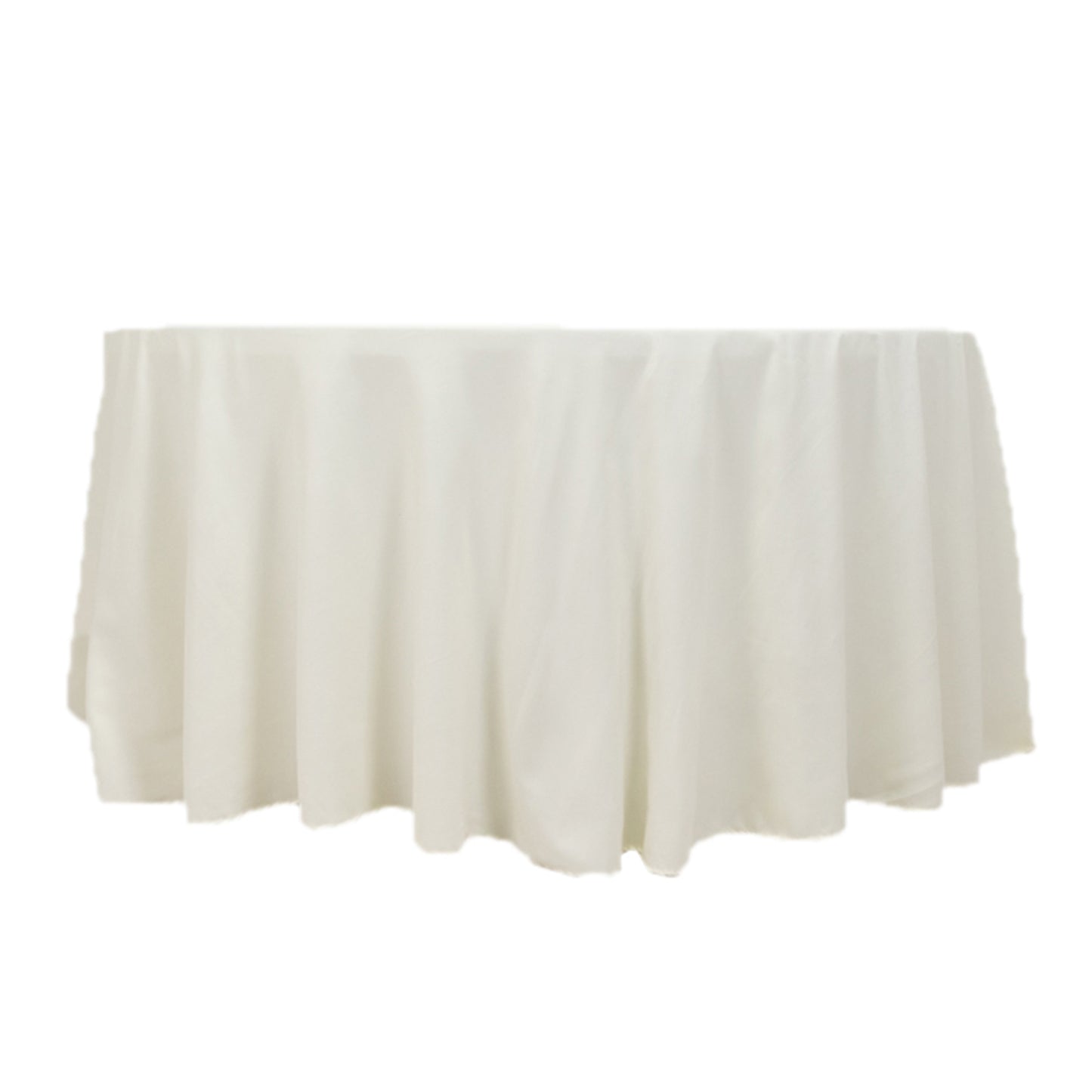 120" Ivory Cotton Blend Round Tablecloth Seamless for 5 Foot Table With Floor-Length Drop
