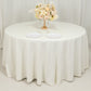 120" Ivory Cotton Blend Round Tablecloth Seamless for 5 Foot Table With Floor-Length Drop