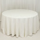 120" Ivory Cotton Blend Round Tablecloth Seamless for 5 Foot Table With Floor-Length Drop