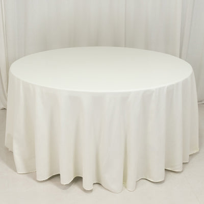 Beautiful Ivory Cotton Blend Round Tablecloth - 120"