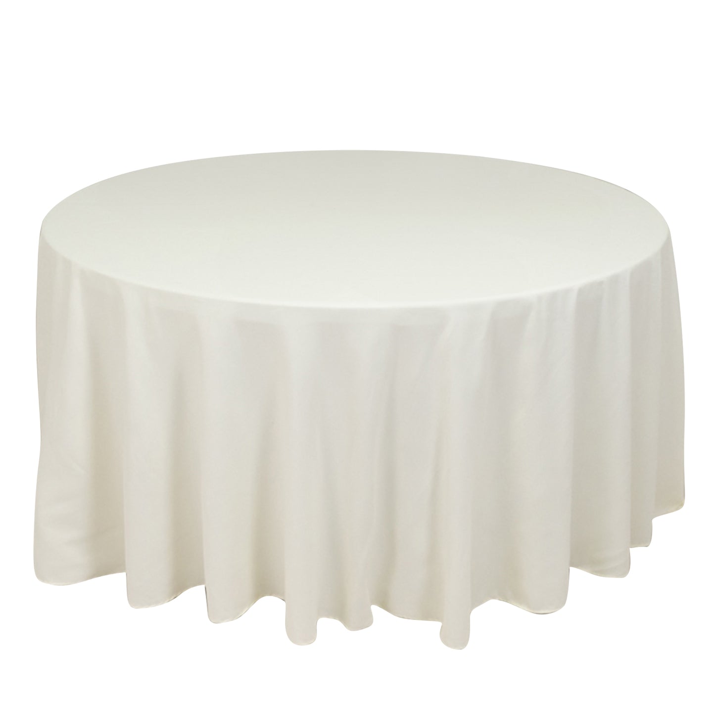 120" Ivory Cotton Blend Round Tablecloth Seamless for 5 Foot Table With Floor-Length Drop