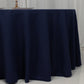 120" Navy Blue Cotton Blend Round Tablecloth Seamless for 5 Foot Table With Floor-Length Drop