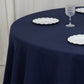120" Navy Blue Cotton Blend Round Tablecloth Seamless for 5 Foot Table With Floor-Length Drop