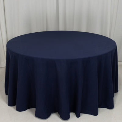 Beautiful Navy Blue Cotton Blend Round Tablecloth - 120"