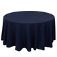 120" Navy Blue Cotton Blend Round Tablecloth Seamless for 5 Foot Table With Floor-Length Drop