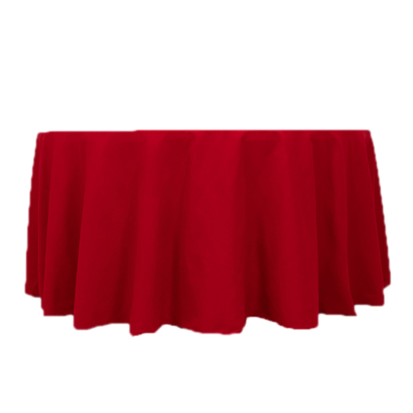 120" Red Cotton Blend Round Tablecloth Seamless for 5 Foot Table With Floor-Length Drop