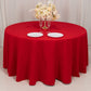 120" Red Cotton Blend Round Tablecloth Seamless for 5 Foot Table With Floor-Length Drop