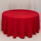 120" Red Cotton Blend Round Tablecloth Seamless for 5 Foot Table With Floor-Length Drop