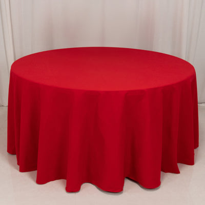 Beautiful Red Cotton Blend Round Tablecloth - 120"