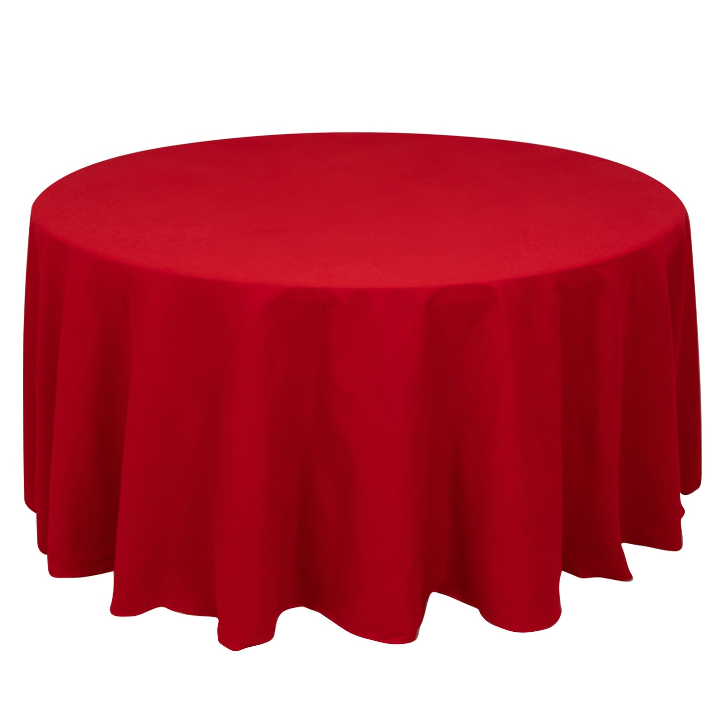 120" Red Cotton Blend Round Tablecloth Seamless for 5 Foot Table With Floor-Length Drop