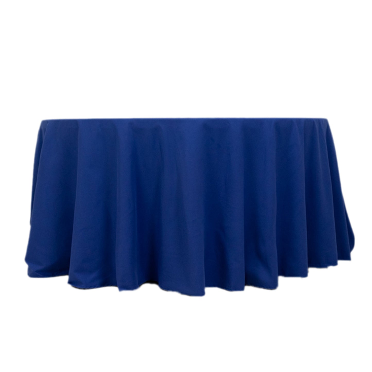 120" Royal Blue Cotton Blend Round Tablecloth Seamless for 5 Foot Table With Floor-Length Drop