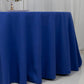 120" Royal Blue Cotton Blend Round Tablecloth Seamless for 5 Foot Table With Floor-Length Drop