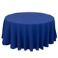 120" Royal Blue Cotton Blend Round Tablecloth Seamless for 5 Foot Table With Floor-Length Drop