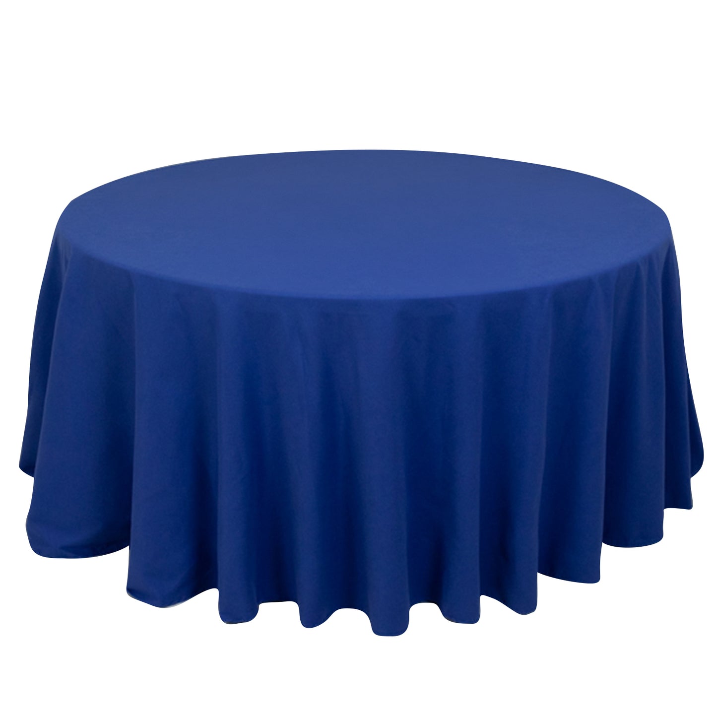 120" Royal Blue Cotton Blend Round Tablecloth Seamless for 5 Foot Table With Floor-Length Drop