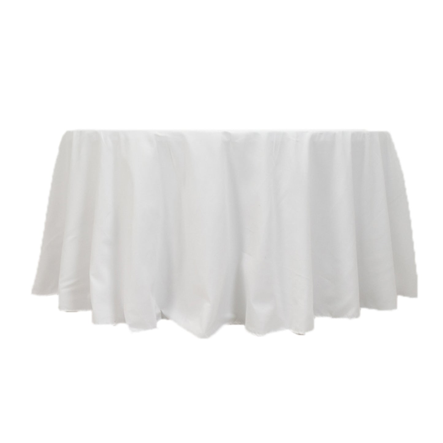 120" White Cotton Blend Round Tablecloth Seamless for 5 Foot Table With Floor-Length Drop