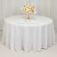 120" White Cotton Blend Round Tablecloth Seamless for 5 Foot Table With Floor-Length Drop