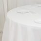 120" White Cotton Blend Round Tablecloth Seamless for 5 Foot Table With Floor-Length Drop