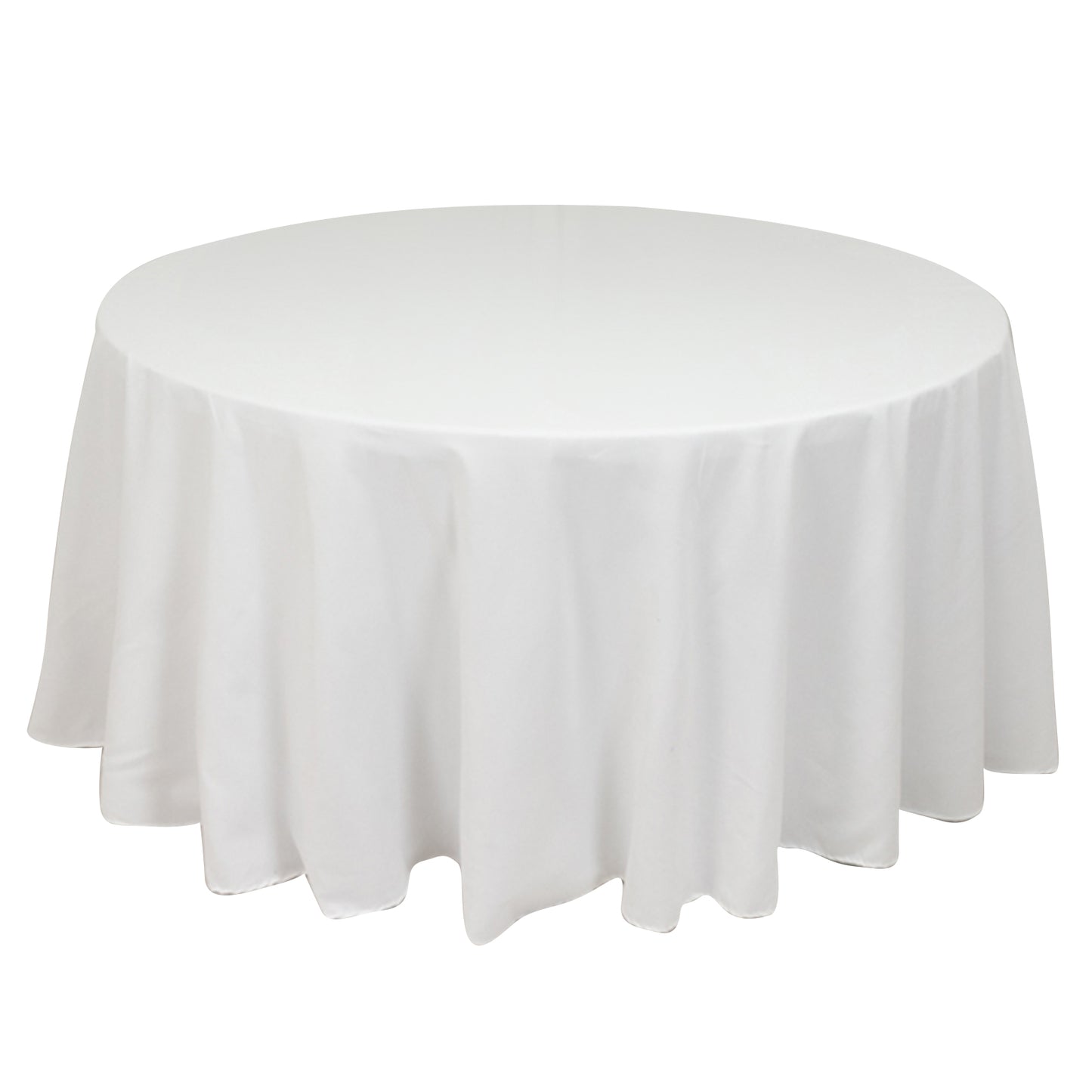 120" White Cotton Blend Round Tablecloth Seamless for 5 Foot Table With Floor-Length Drop