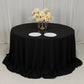 132" Black Cotton Blend Round Tablecloth Seamless for 6 Foot Table With Floor-Length Drop