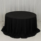 132" Black Cotton Blend Round Tablecloth Seamless for 6 Foot Table With Floor-Length Drop