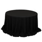 132" Black Cotton Blend Round Tablecloth Seamless for 6 Foot Table With Floor-Length Drop