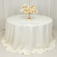 132" Ivory Cotton Blend Round Tablecloth Seamless for 6 Foot Table With Floor-Length Drop