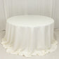 132" Ivory Cotton Blend Round Tablecloth Seamless for 6 Foot Table With Floor-Length Drop