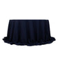 132" Navy Blue Cotton Blend Round Tablecloth Seamless for 6 Foot Table With Floor-Length Drop