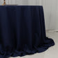 132" Navy Blue Cotton Blend Round Tablecloth Seamless for 6 Foot Table With Floor-Length Drop
