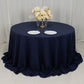 132" Navy Blue Cotton Blend Round Tablecloth Seamless for 6 Foot Table With Floor-Length Drop